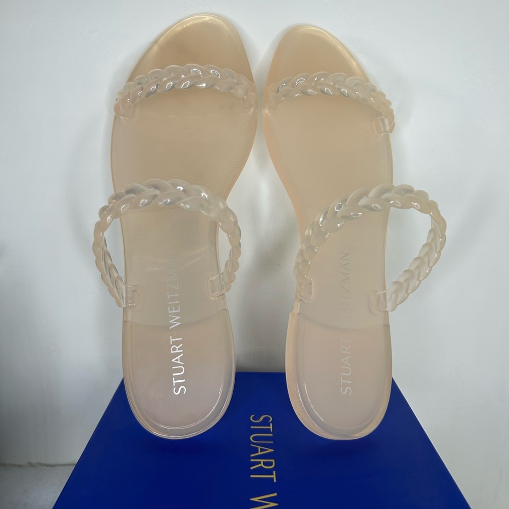 Stuart Weitzman Womens Braida Sandals US 11B EU 41.5 Tan Clear Jelly Open Toe